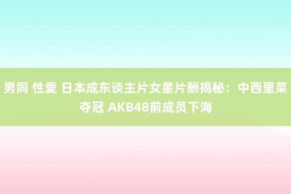 男同 性愛 日本成东谈主片女星片酬揭秘：中西里菜夺冠 AKB48前成员下海