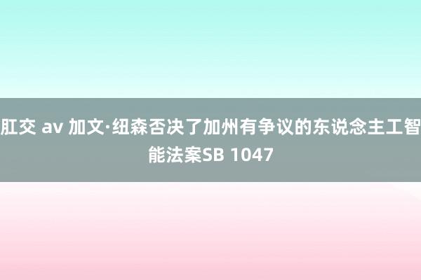 肛交 av 加文·纽森否决了加州有争议的东说念主工智能法案SB 1047