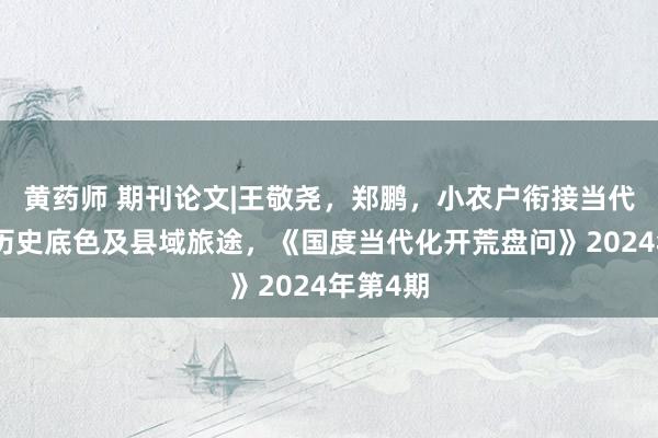 黄药师 期刊论文|王敬尧，郑鹏，小农户衔接当代农业的历史底色及县域旅途，《国度当代化开荒盘问》2024年第4期