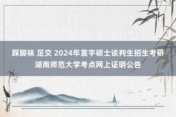 踩脚袜 足交 2024年寰宇硕士谈判生招生考研湖南师范大学考点网上证明公告