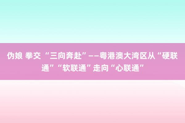 伪娘 拳交 “三向奔赴”——粤港澳大湾区从“硬联通”“软联通”走向“心联通”