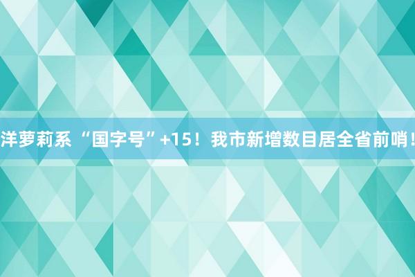 洋萝莉系 “国字号”+15！我市新增数目居全省前哨！